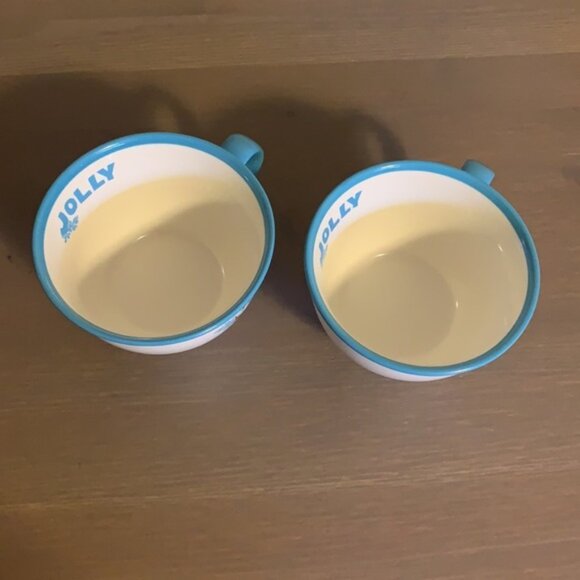 Starbucks “Jolly” 10 Oz. White and Blue Ceramic Candy Cane Mugs - Picture 3 of 7